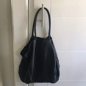 Black leather Grel oversized tote
